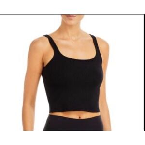 Bandier Rib Tempo Crop Bra - Built-In‎ Shelf, Comfortable, Black, M